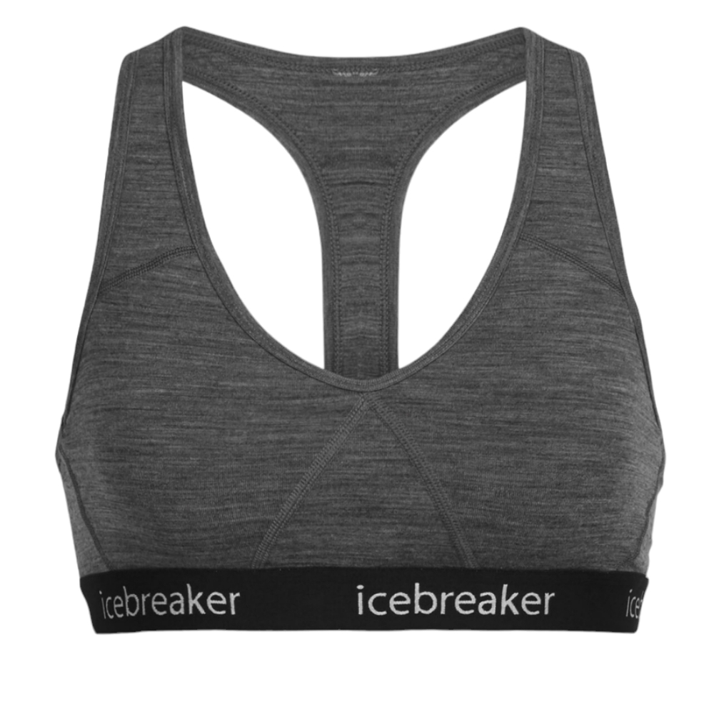 Icebreaker Merino Sprite Racerback Gritstone Heather Grey Bra New NWT Sz XS